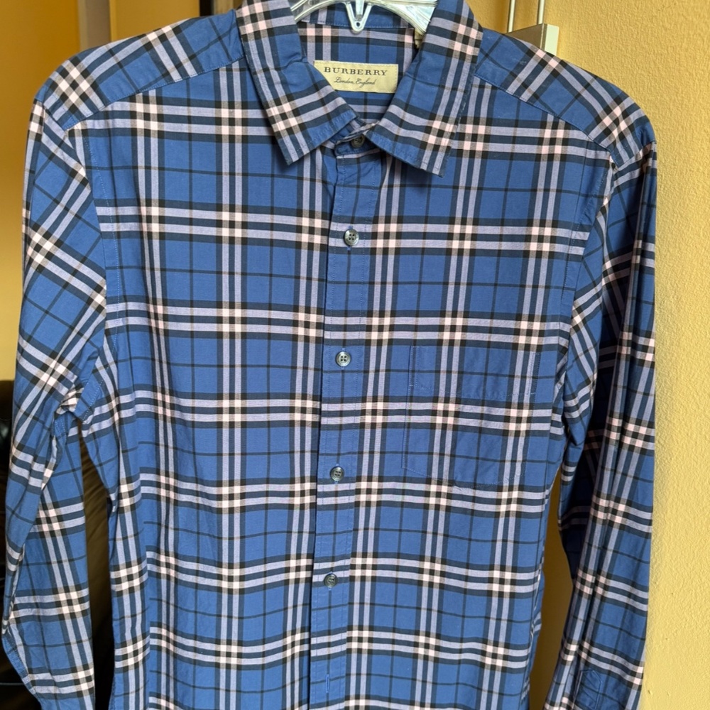 Burberry Men's Check Cotton Long-Sleeve Shirt size S